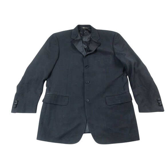 Pronto‎ Uomo Blazer Jacket Mens Black Jetted Pockets Single Breasted Notch Lapel - Picture 1 of 12